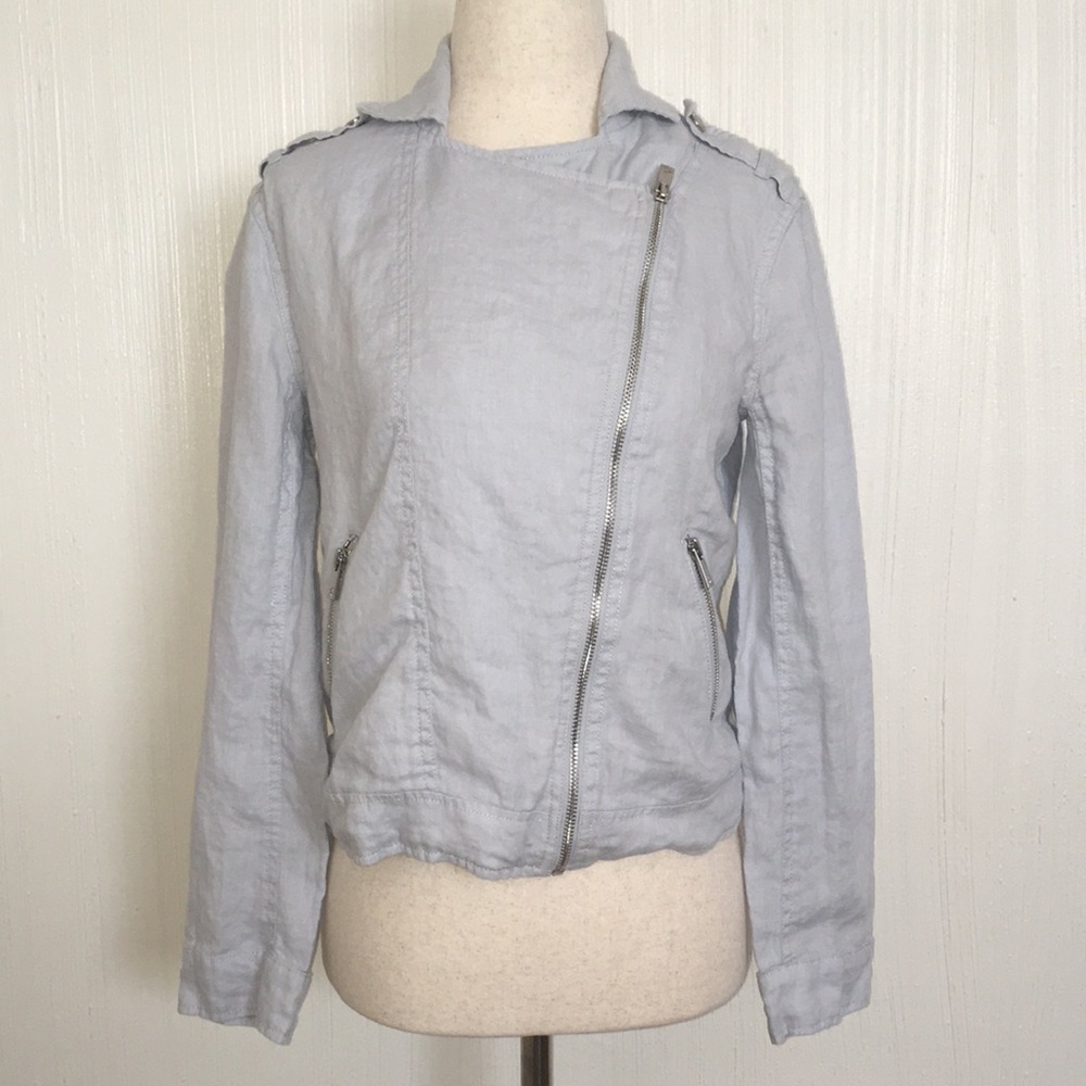 $139 NEW Vince Camuto XXS light blue linen Moto jacket